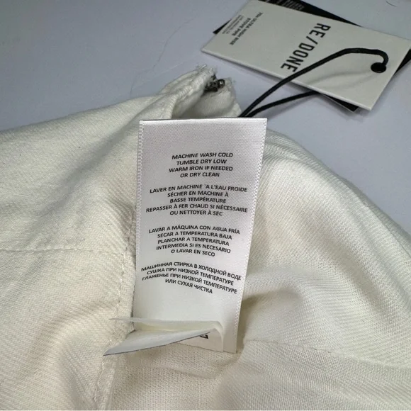 Re/Done Denim women’s Vintage white skirt sz 24 studs 90’s YTK Festival biker - Picture 9 of 11